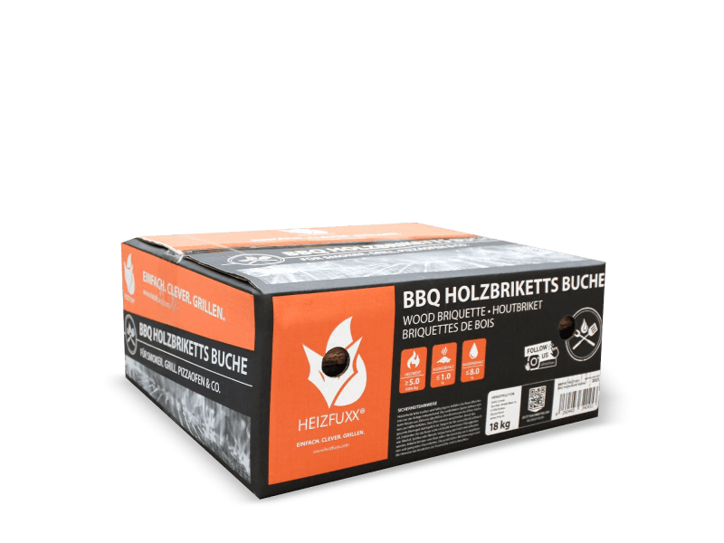 Heizfuxx BBQ-Buchenholzbriketts 18kg x 18 Gebinde 324kg Palette