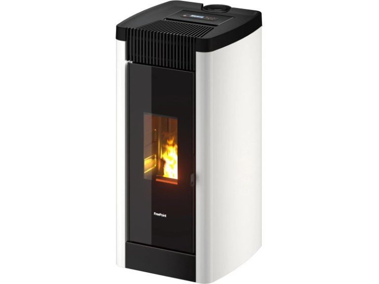Freepoint Pelletofen STEE Stahl Weiß 8,5 kW mit Automatik
