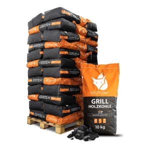 Heizfuxx Grillholzkohle in Gastro-Qualität 10kg x 36 Sack 360kg Palette