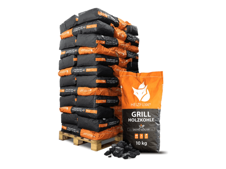 Heizfuxx Grillholzkohle in Gastro-Qualität 10kg x 36 Sack 360kg Palette