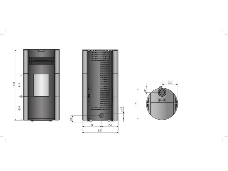 Justus Pelletofen Norta Stahl Schwarz 8 kW mit Automatik