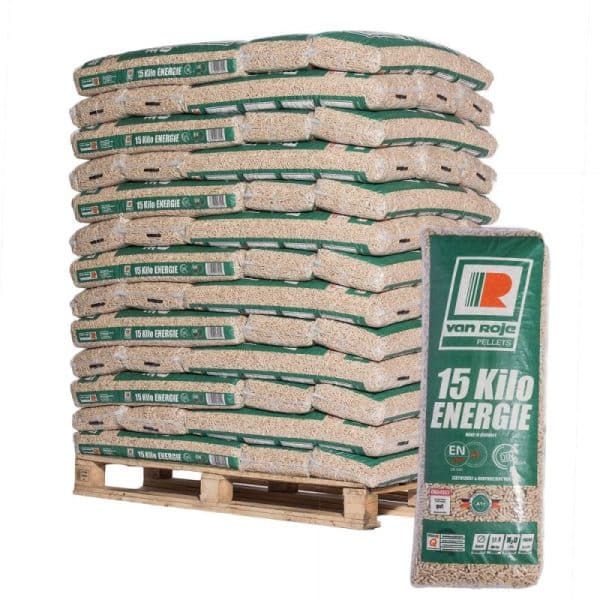 Van Roje Holzpellets – 65 × 15 kg Palette (975 kg) – 100 % Nadelholz, ENplus A1 & DINplus & PEFC